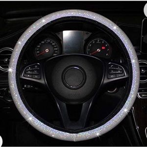 White steering wheel cover with car coasters